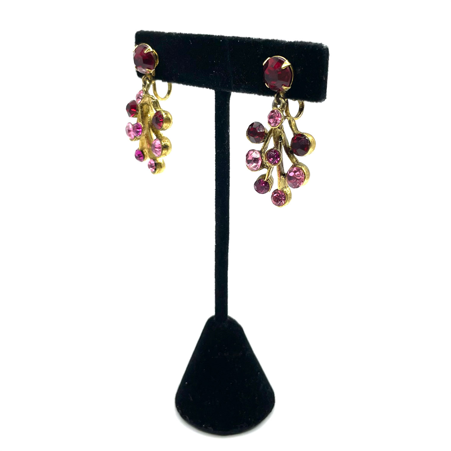 1950s pink rhinestone drop earrings