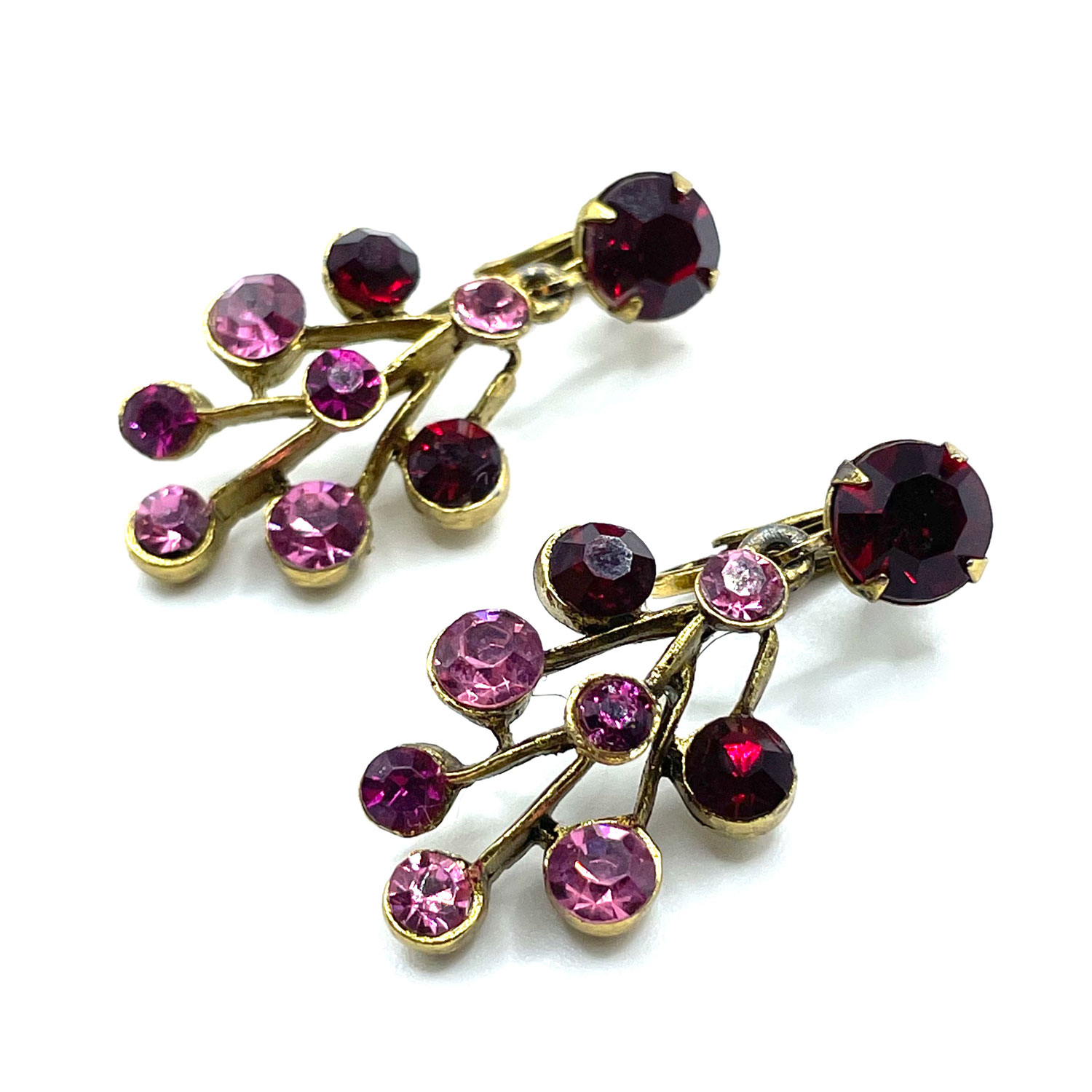 1950s pink rhinestone drop earrings