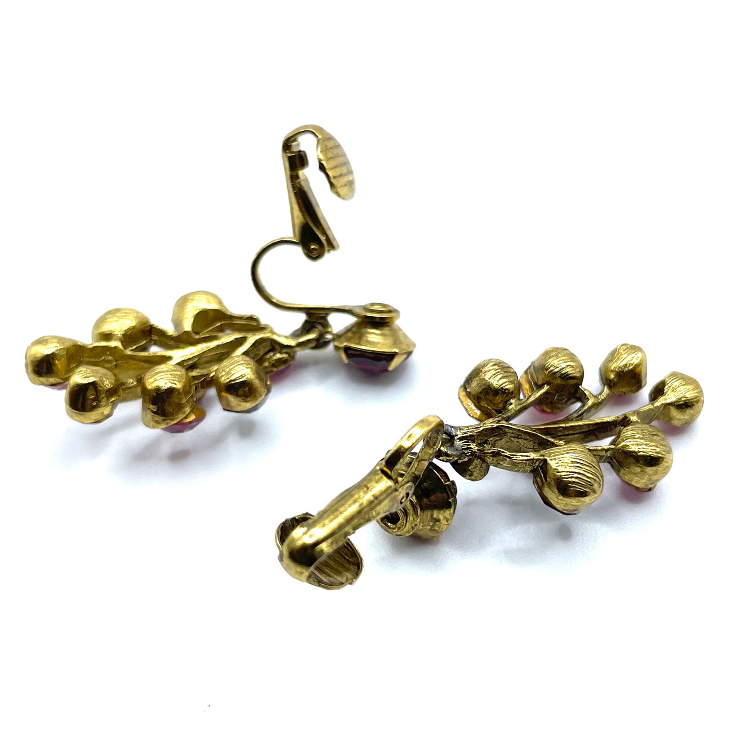 1950s pink rhinestone drop earrings