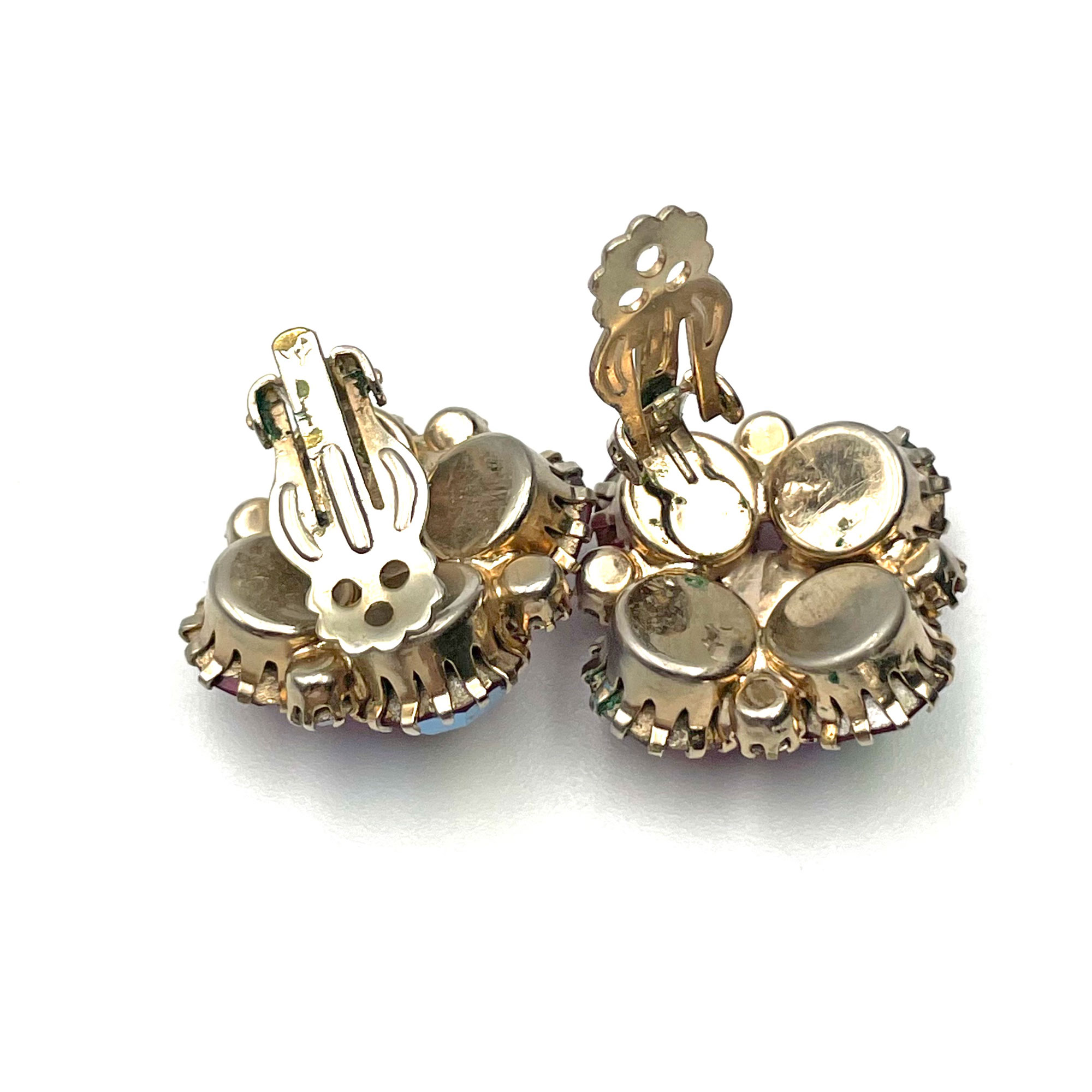 1950s red rhinestone earrings