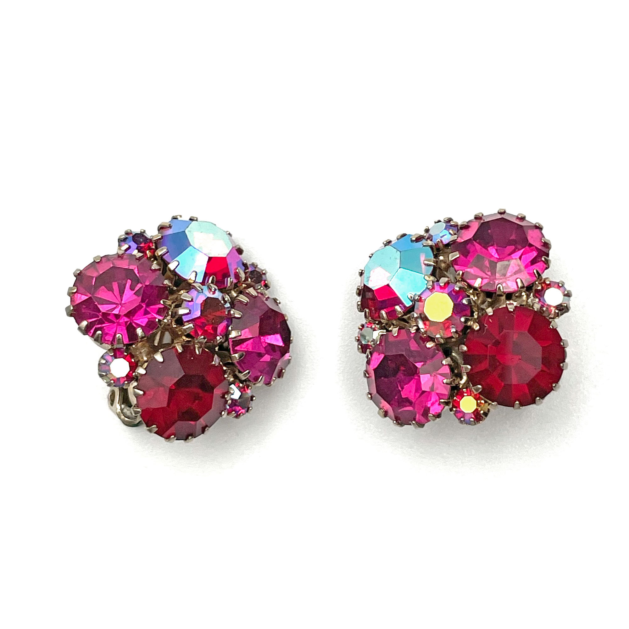 1950s red rhinestone earrings
