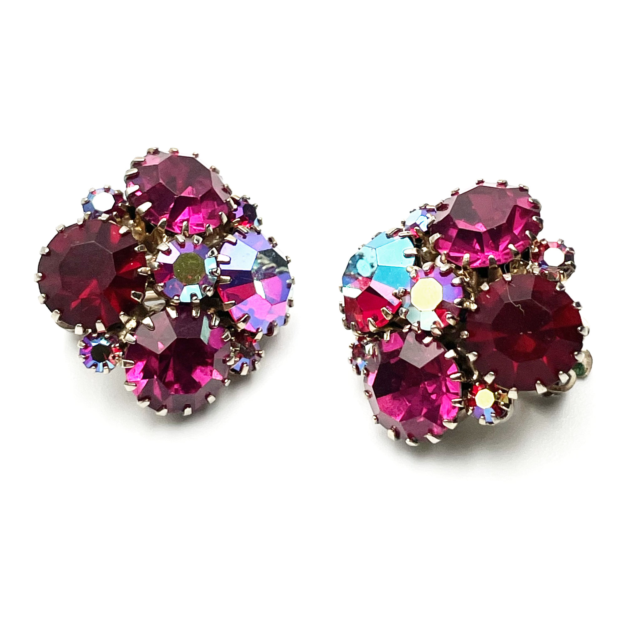 1950s red rhinestone earrings
