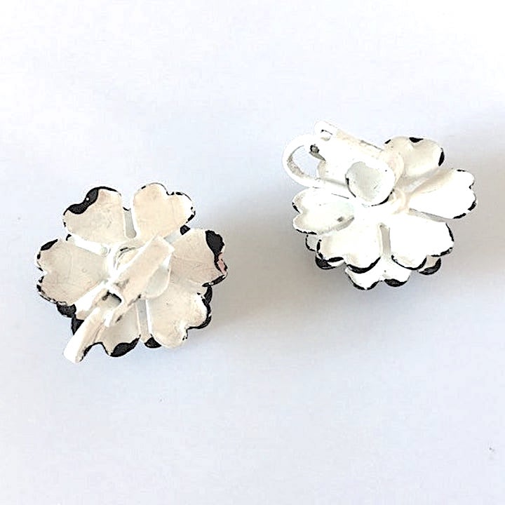 black and white flower earrings