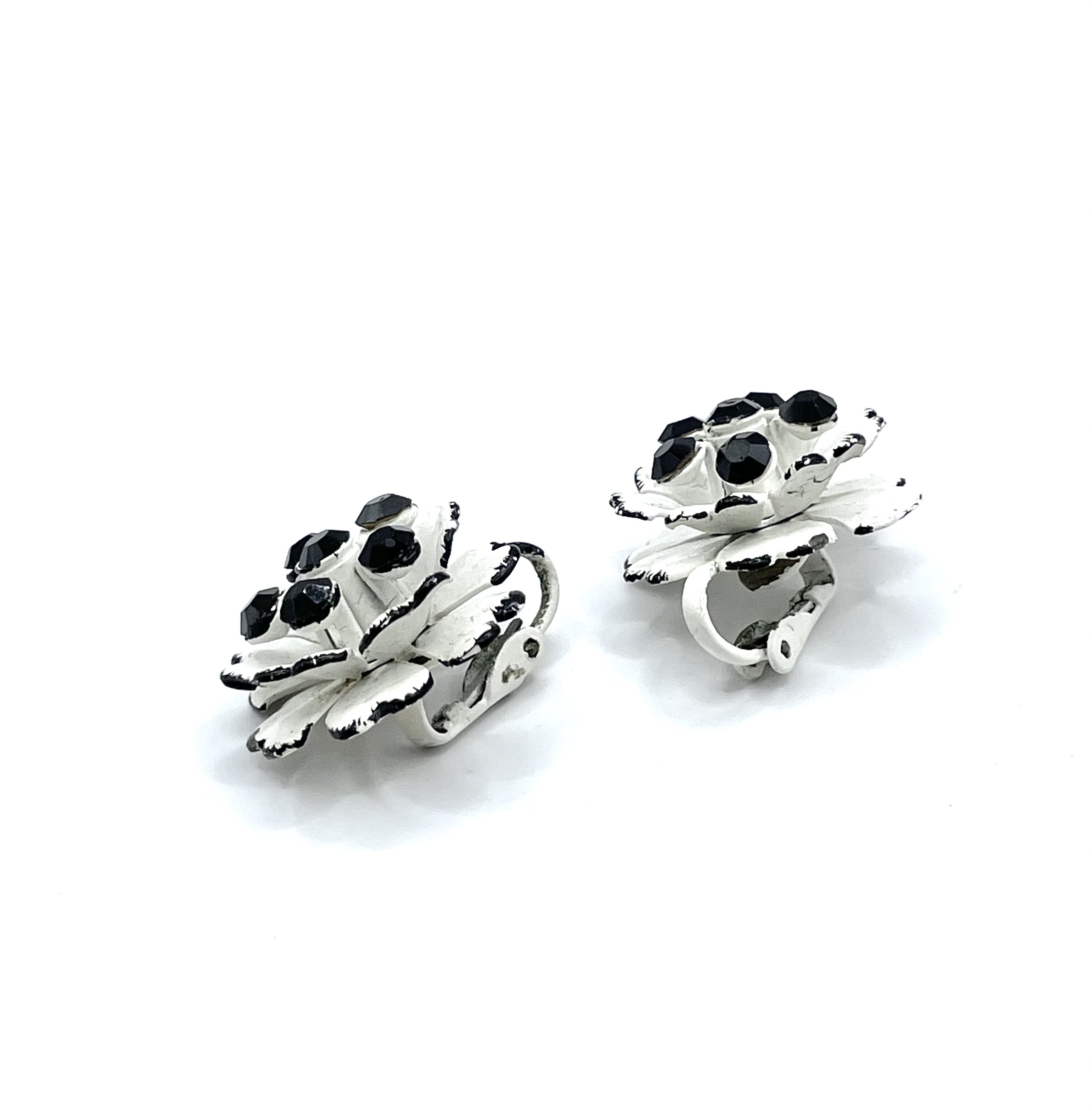 black and white flower earrings