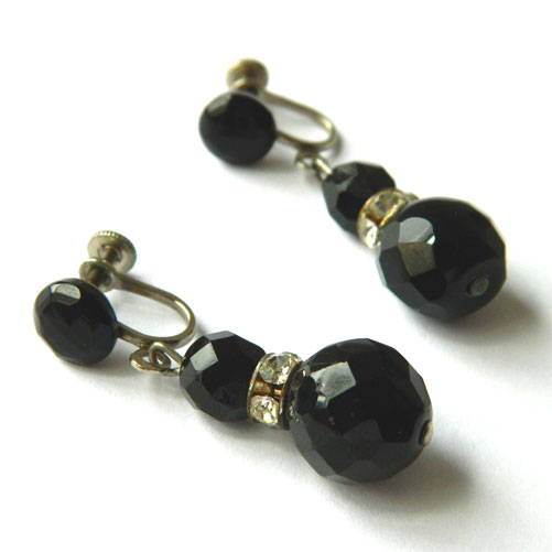 1950's black drop earrings