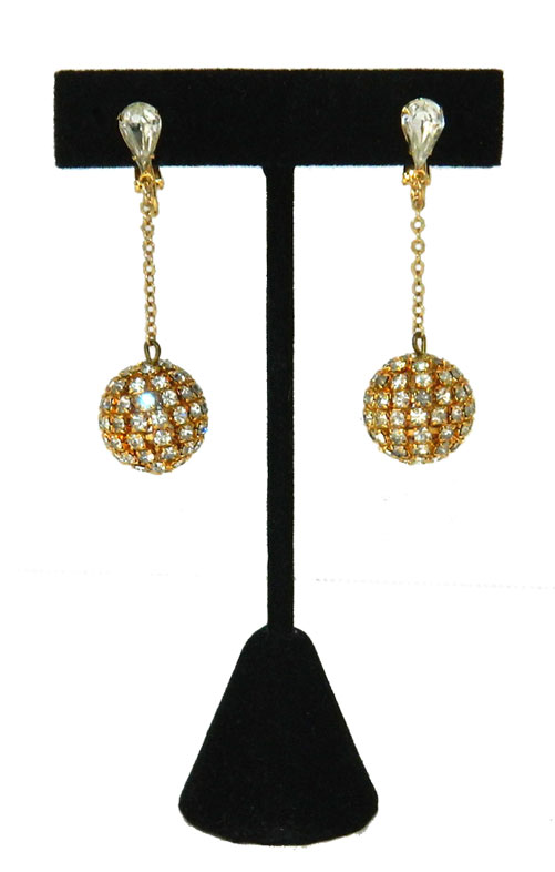 Rhinestone ball drop earrings
