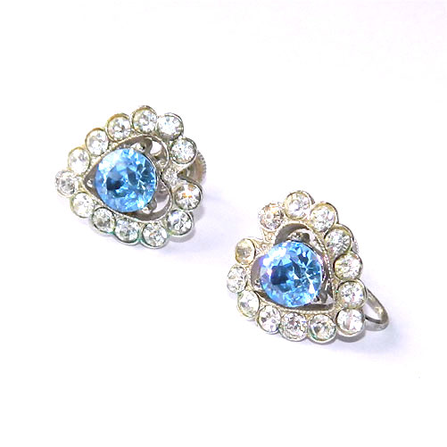1940s Bogoff rhinestone earrings