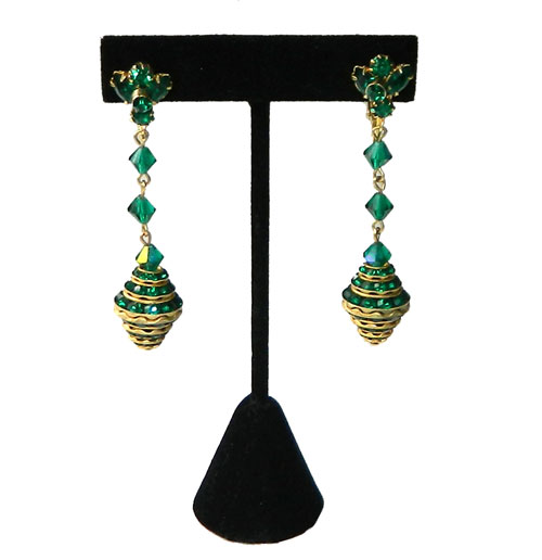 Green rhinestone drop earrings