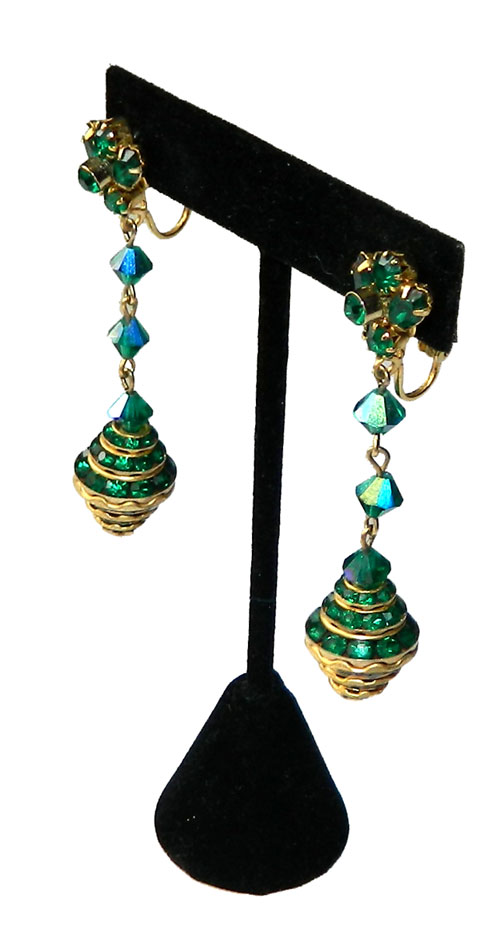 Green rhinestone earrings