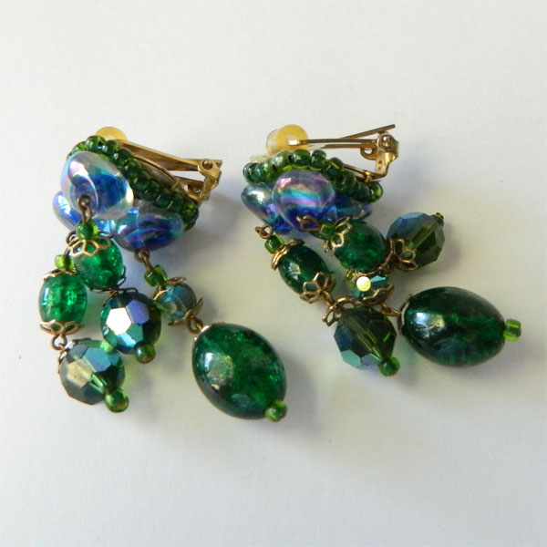 Hobe green glass drop earrings