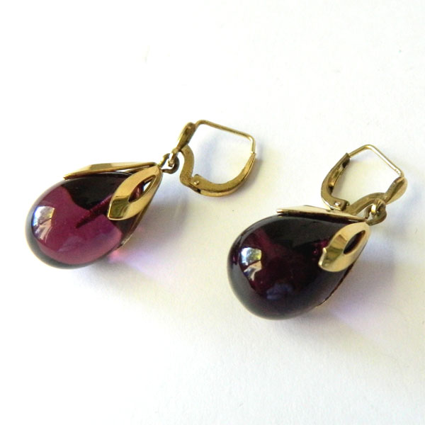 Purple drop earrings