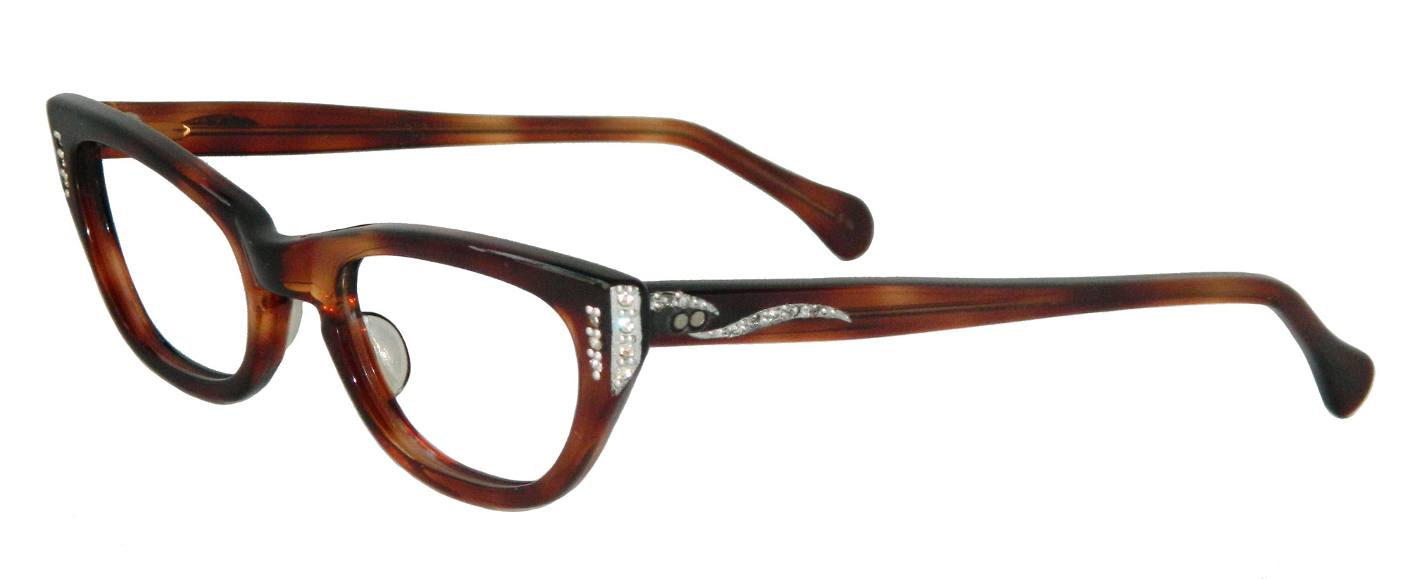 Vintage 1950s rhinestone studded cat eye eyeglasses