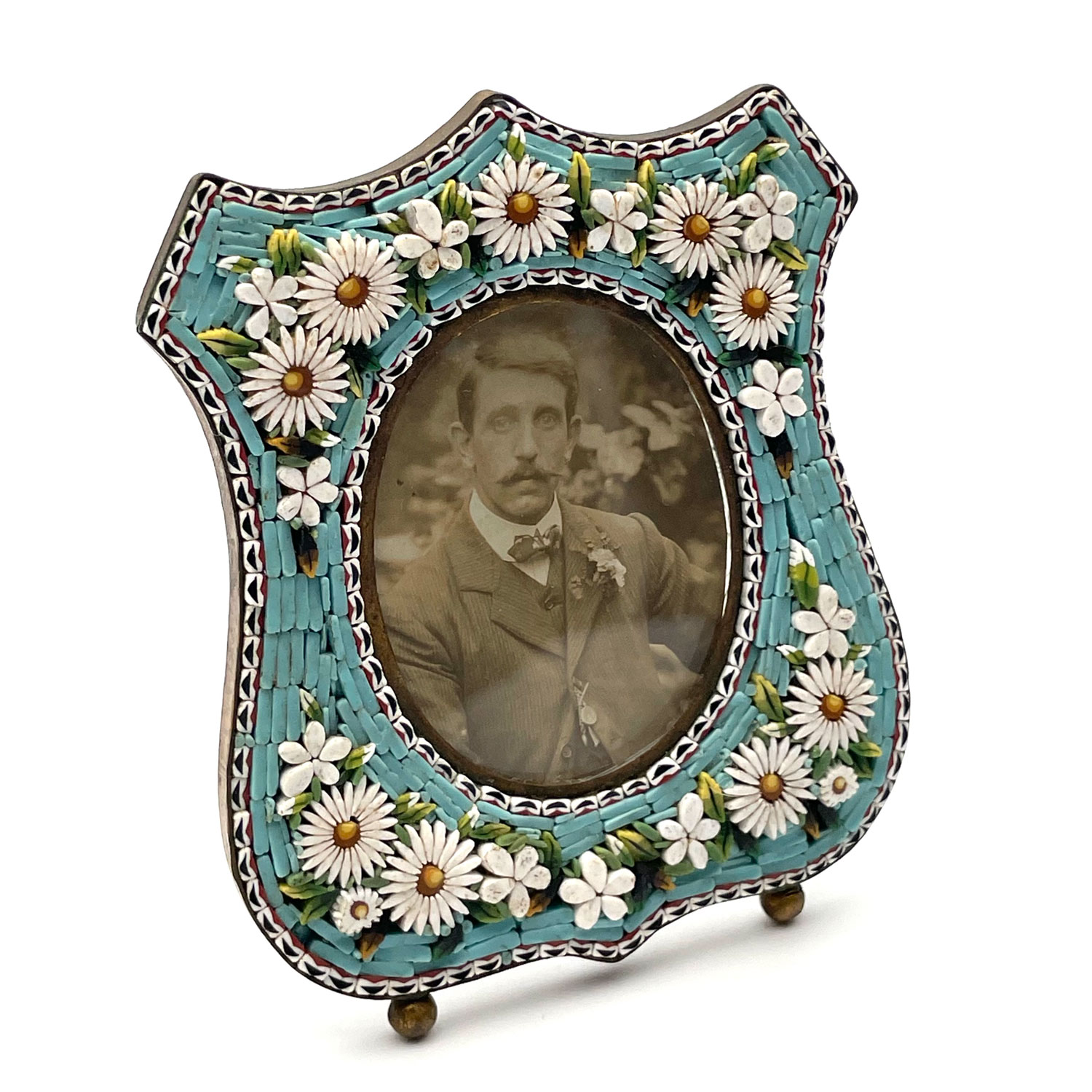1920s Italian glass micro mosaic picture frame