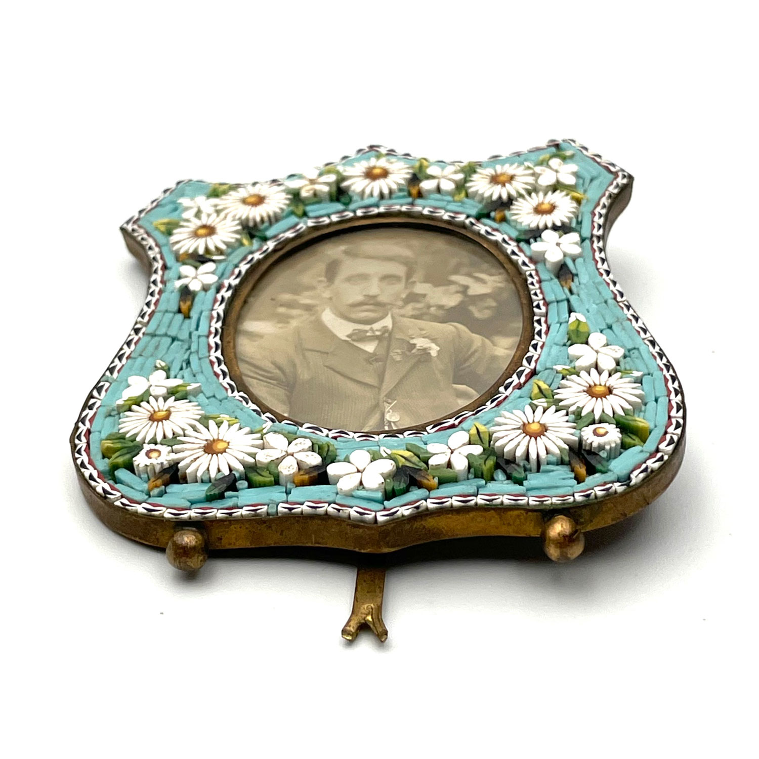 1920s Italian glass micro mosaic picture frame