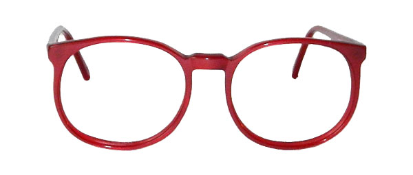 Transluscent red 1980s eyeglass frames