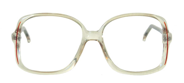 Transluscent red 1980s eyeglass frames