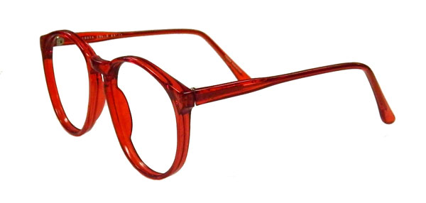 Transluscent red 1980s eyeglass frames