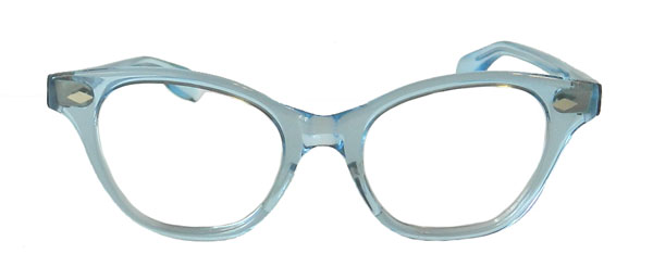 1950's crystal blue cat eye eyeglass frames