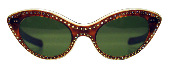 1950's rhinestone studded French cat eye sunglasses
