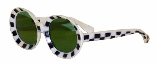 vintage 1960's black and white checkered mod sunglasses