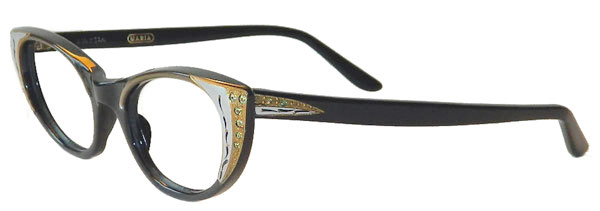 Vintage 1950's rhinestone studded cat eye eyeglasses