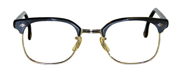 vintage 1950's mens black aluminum eyeglass frames