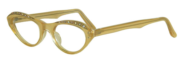 Vintage 1950's yellow rhinestone embellished eyeglass frames