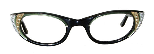 Vintage 1950's rhinestone studded cat eye eyeglasses