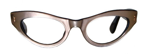 1960s pearly pink and black French eyeglass frames