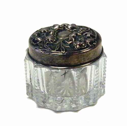 Art nouveau silver top patch box