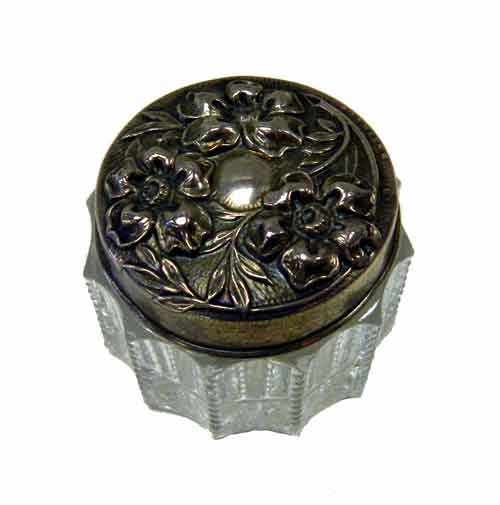 Art nouveau silver top patch box