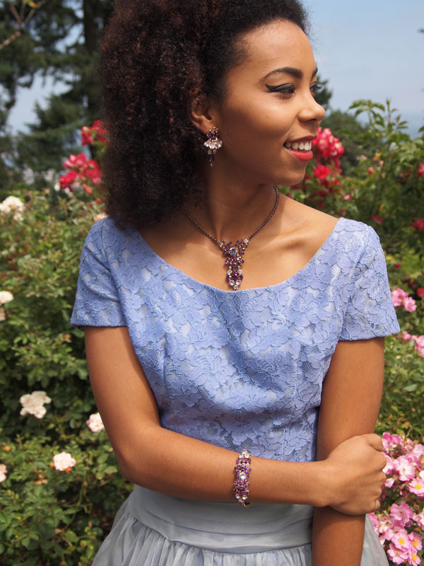 1950s dress and jewelry