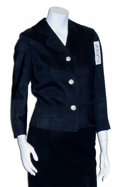 1950's black linen jacket with 3/4 sleeves