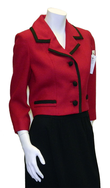 Women's 1950's red and black wool jacket