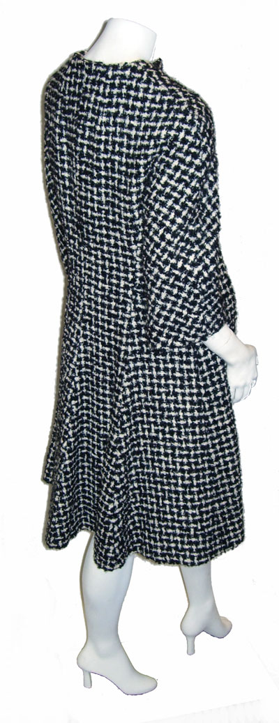 Vintage 1960's black and white wool coat