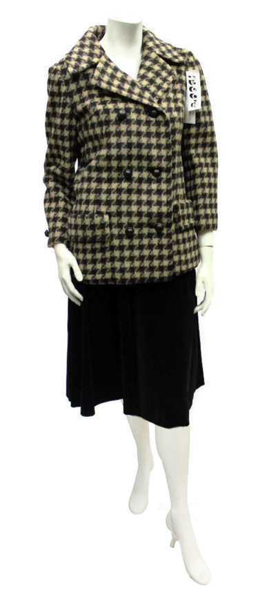 vintage 1960's houndstooth check wool coat