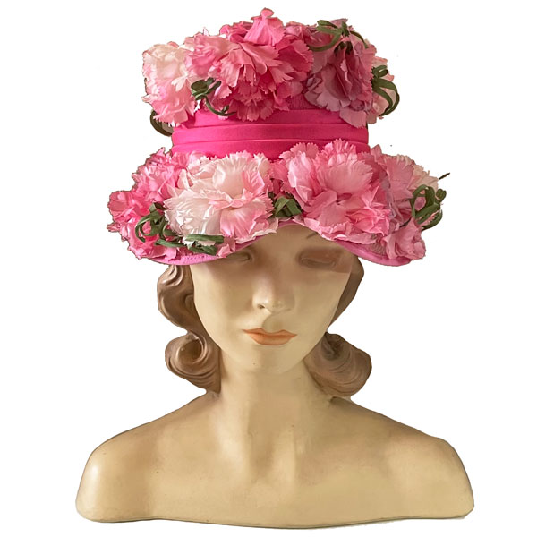 1960s pink floral hat