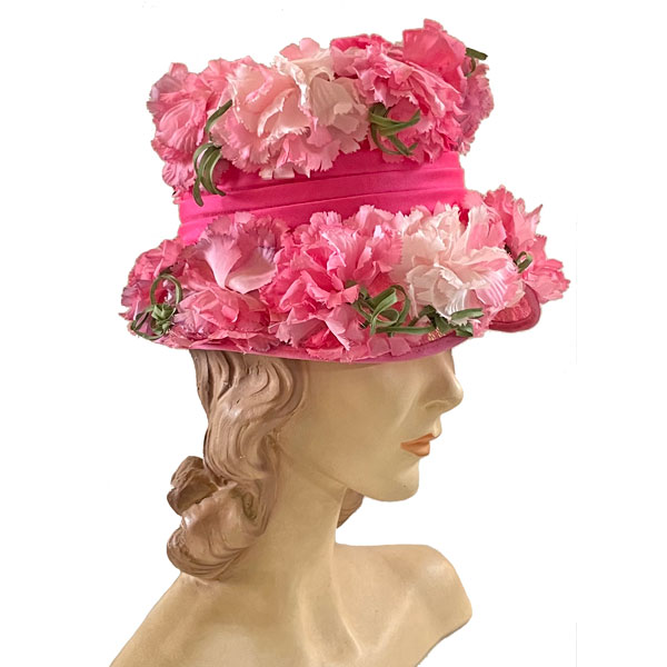 1960s pink floral hat