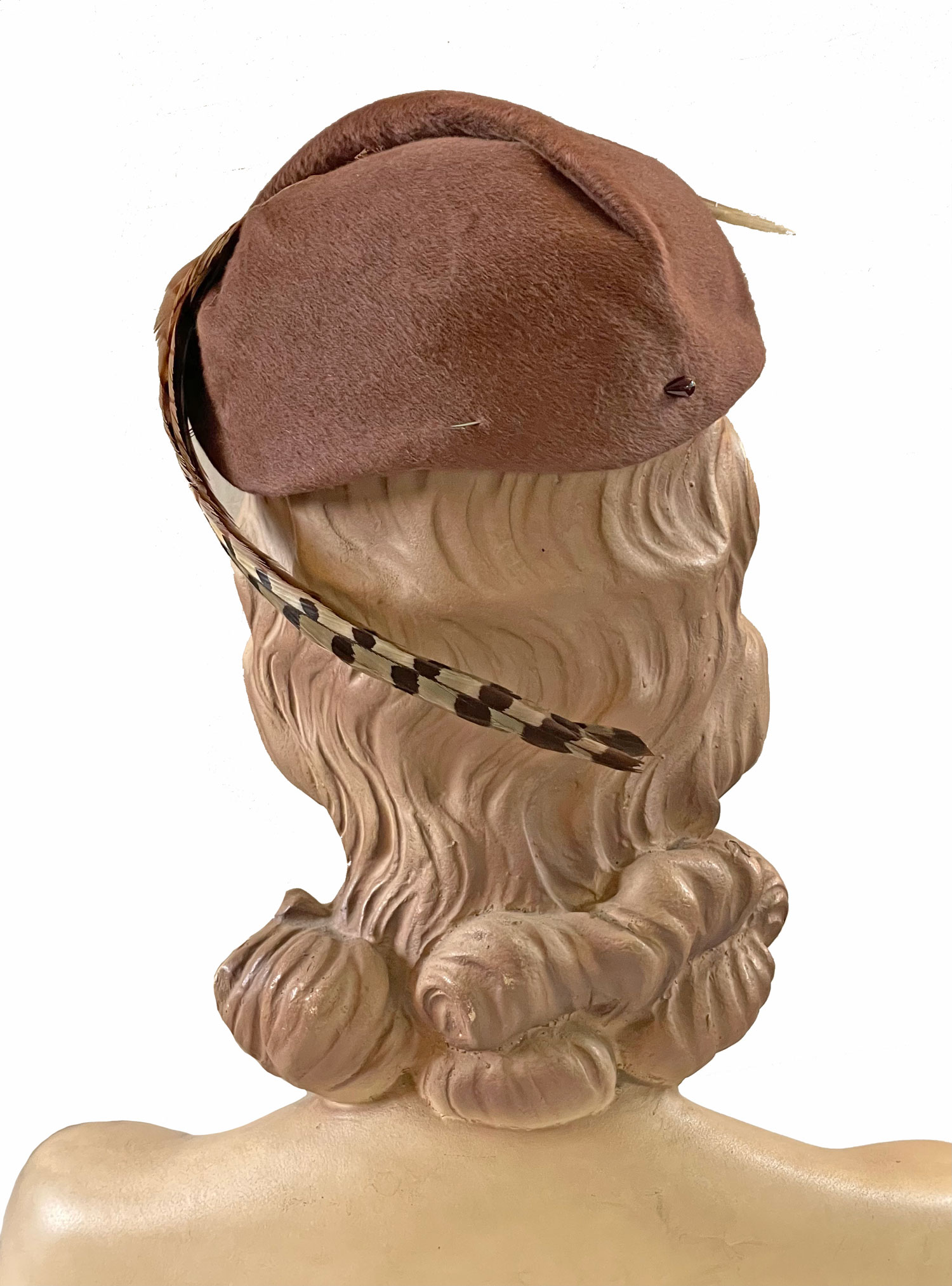 1950s pheasant feather hat