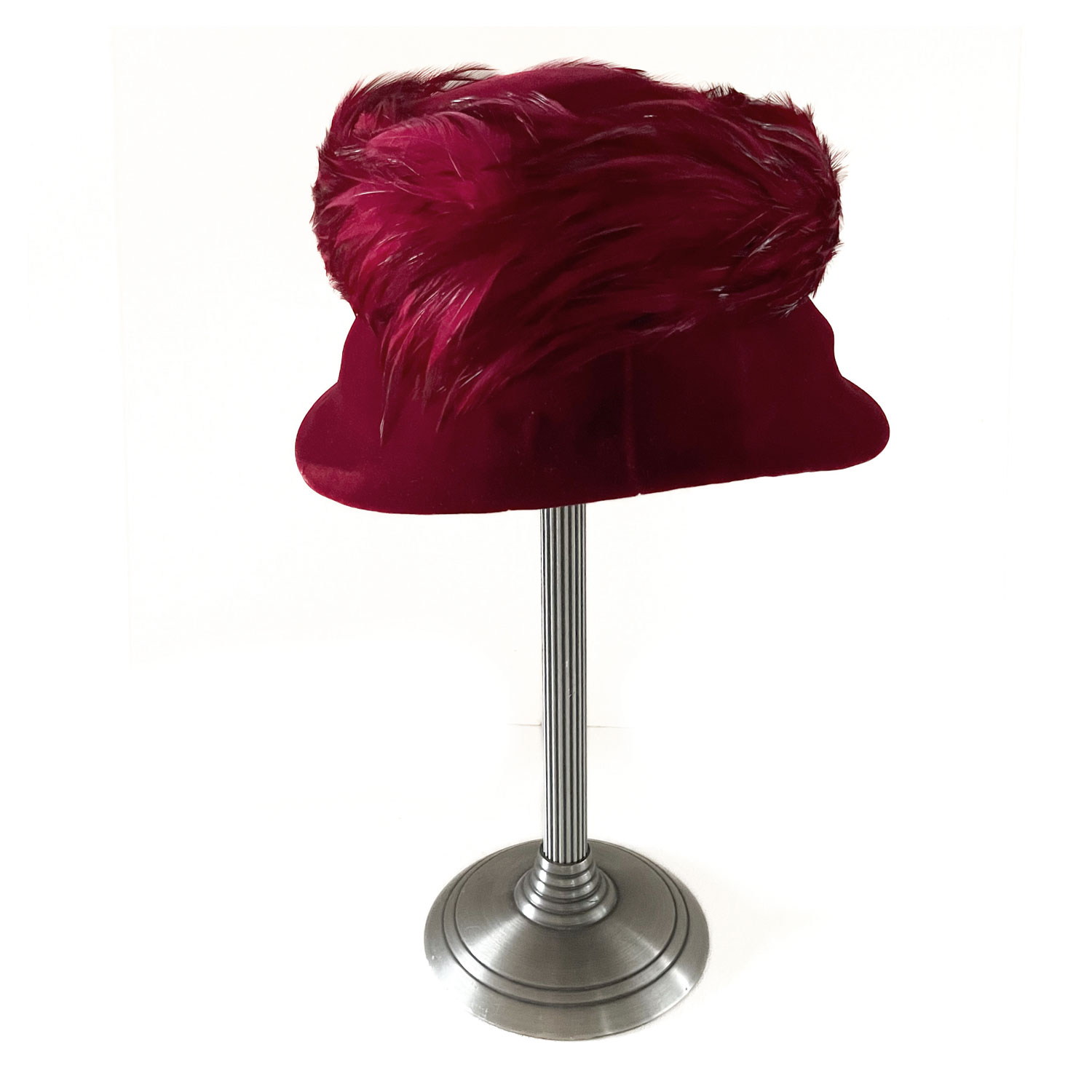 1960s feather cloche hat