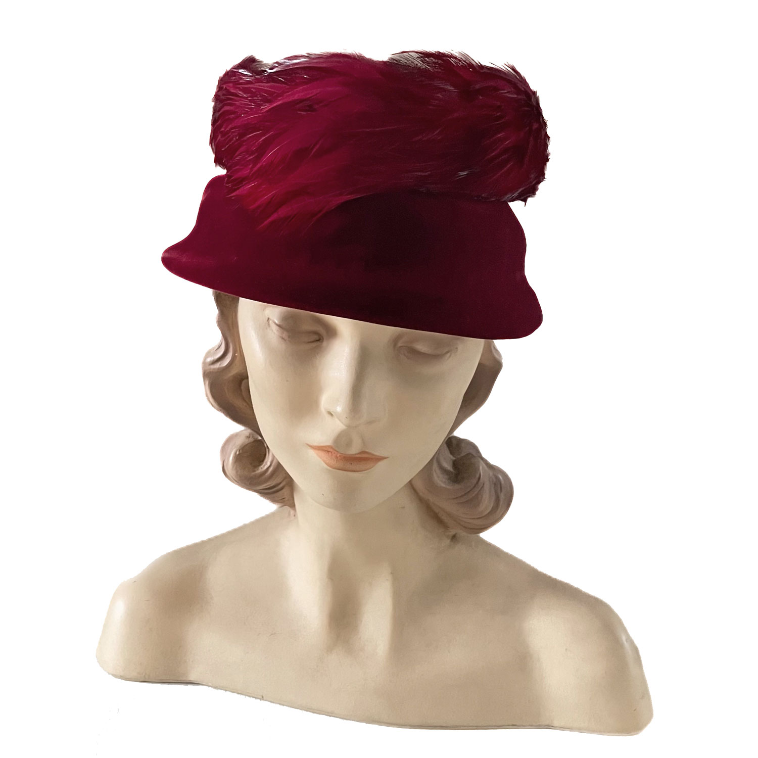 1960s feather cloche hat
