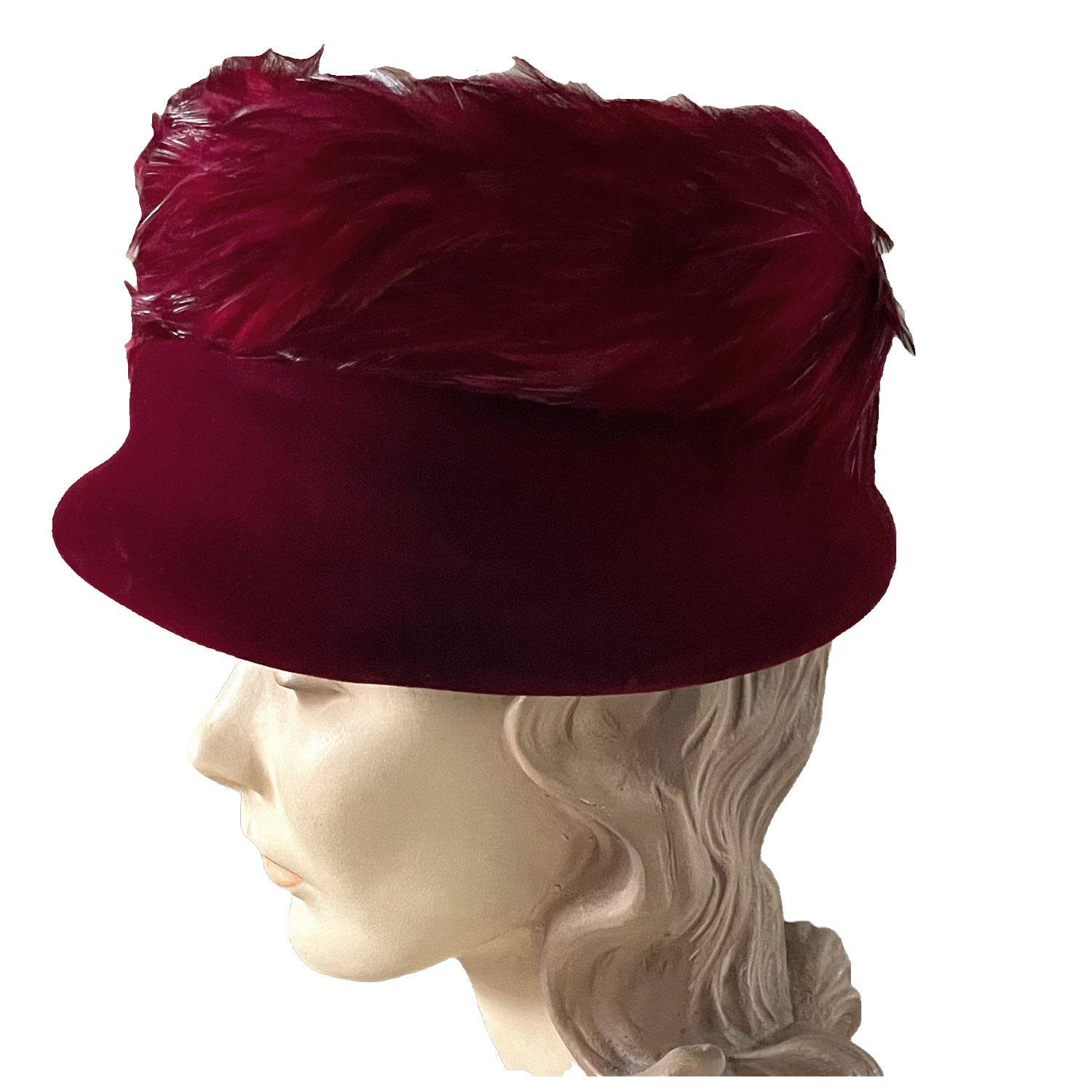 1960s feather cloche hat