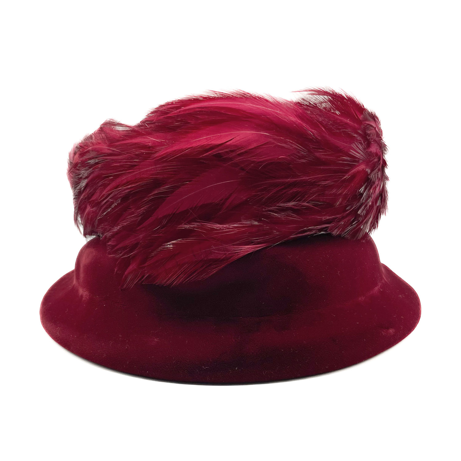 1960s feather cloche hat