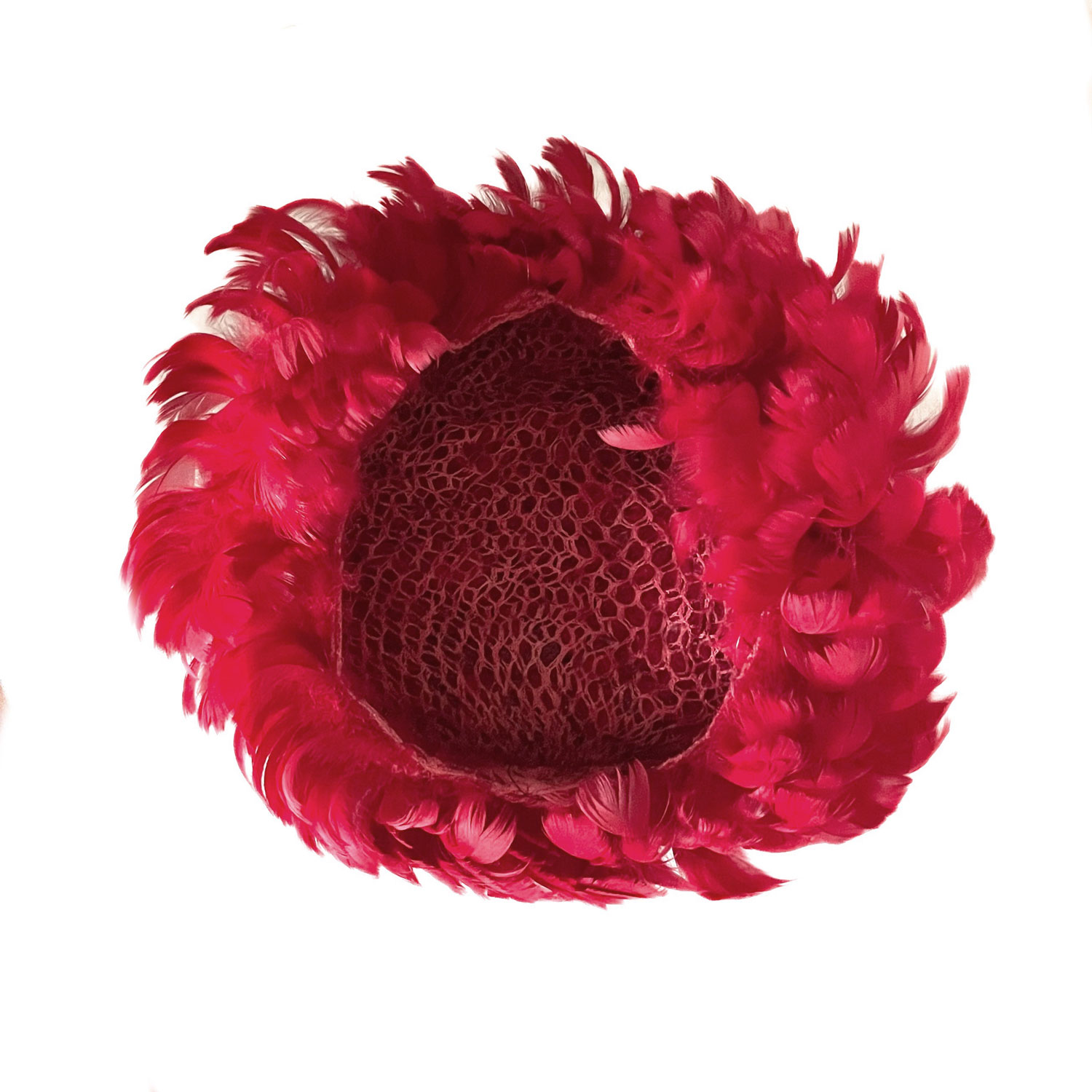 1960s red feather hat