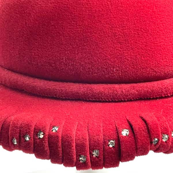 1950s red rhinestone hat