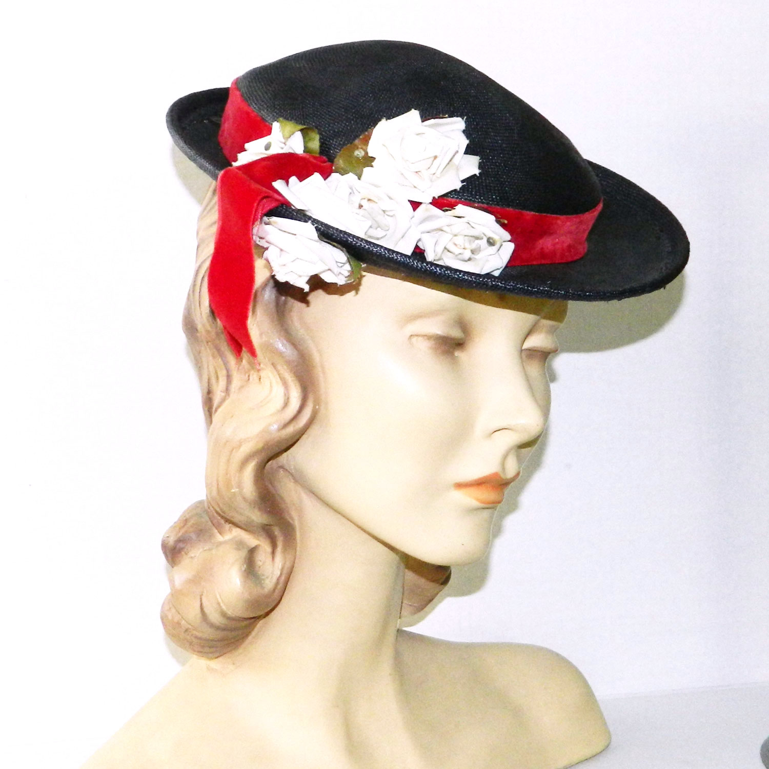 1960s blue straw hat