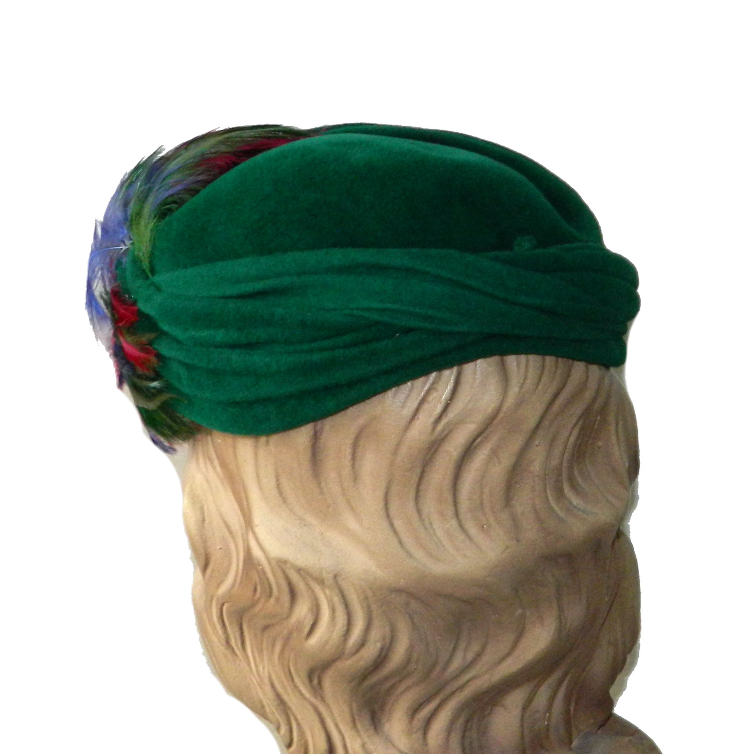 1950s green feather hat