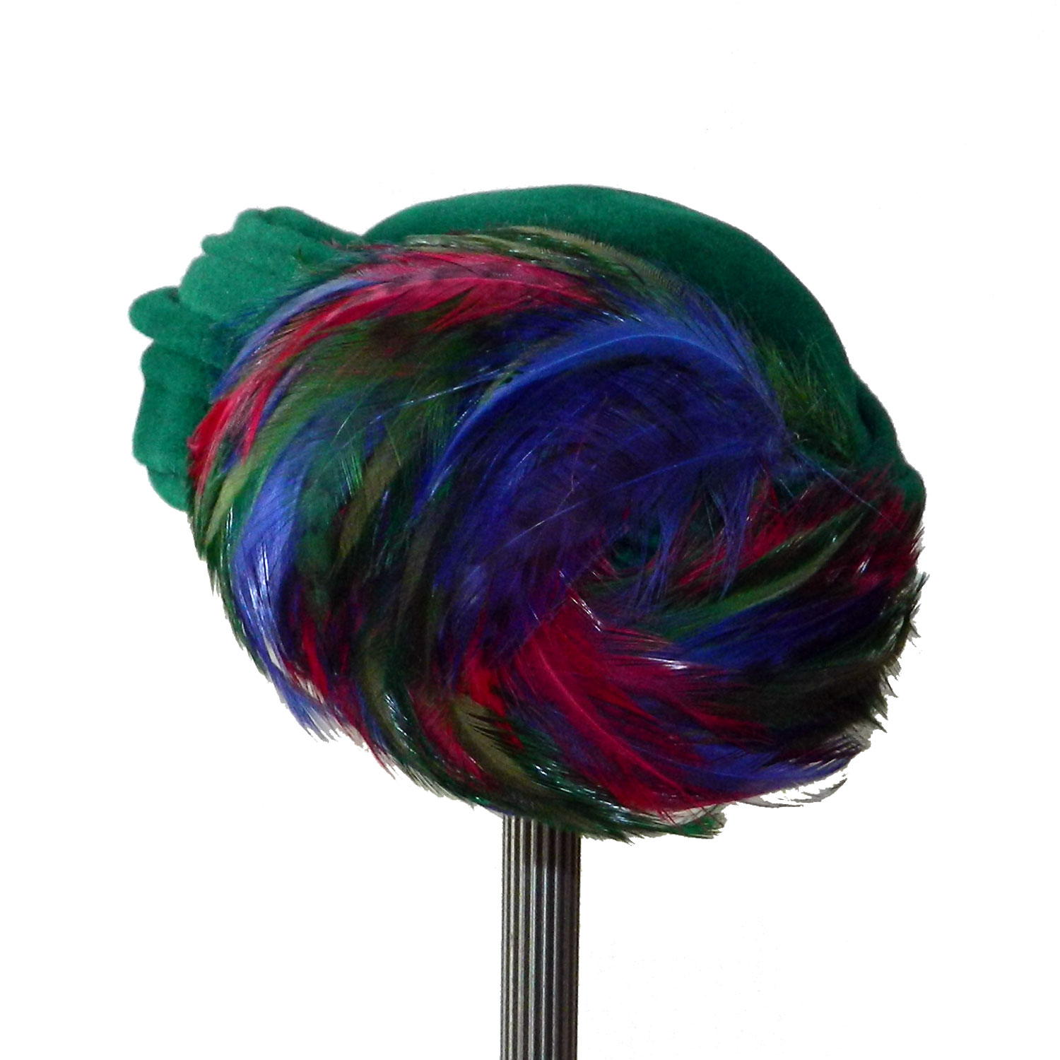 1950s green feather hat