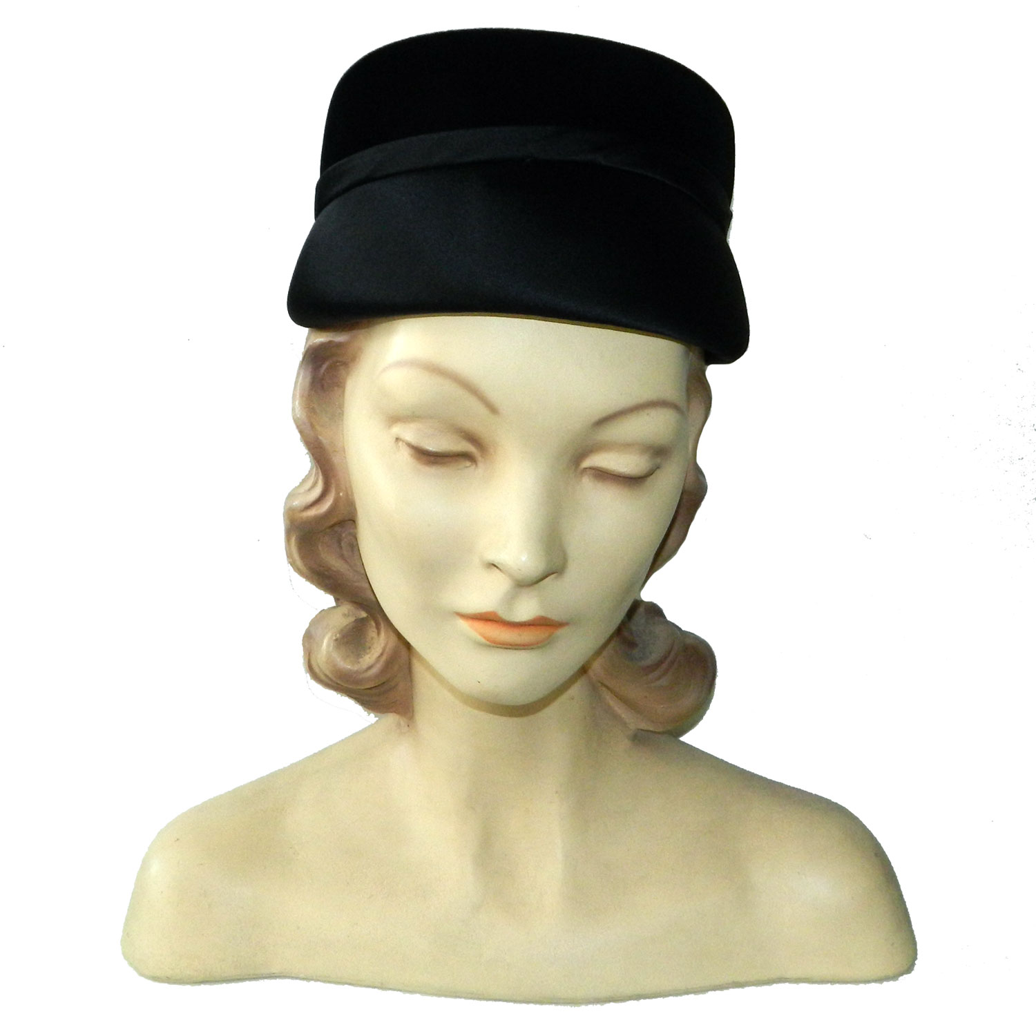 1960s black velvet pillbox hat