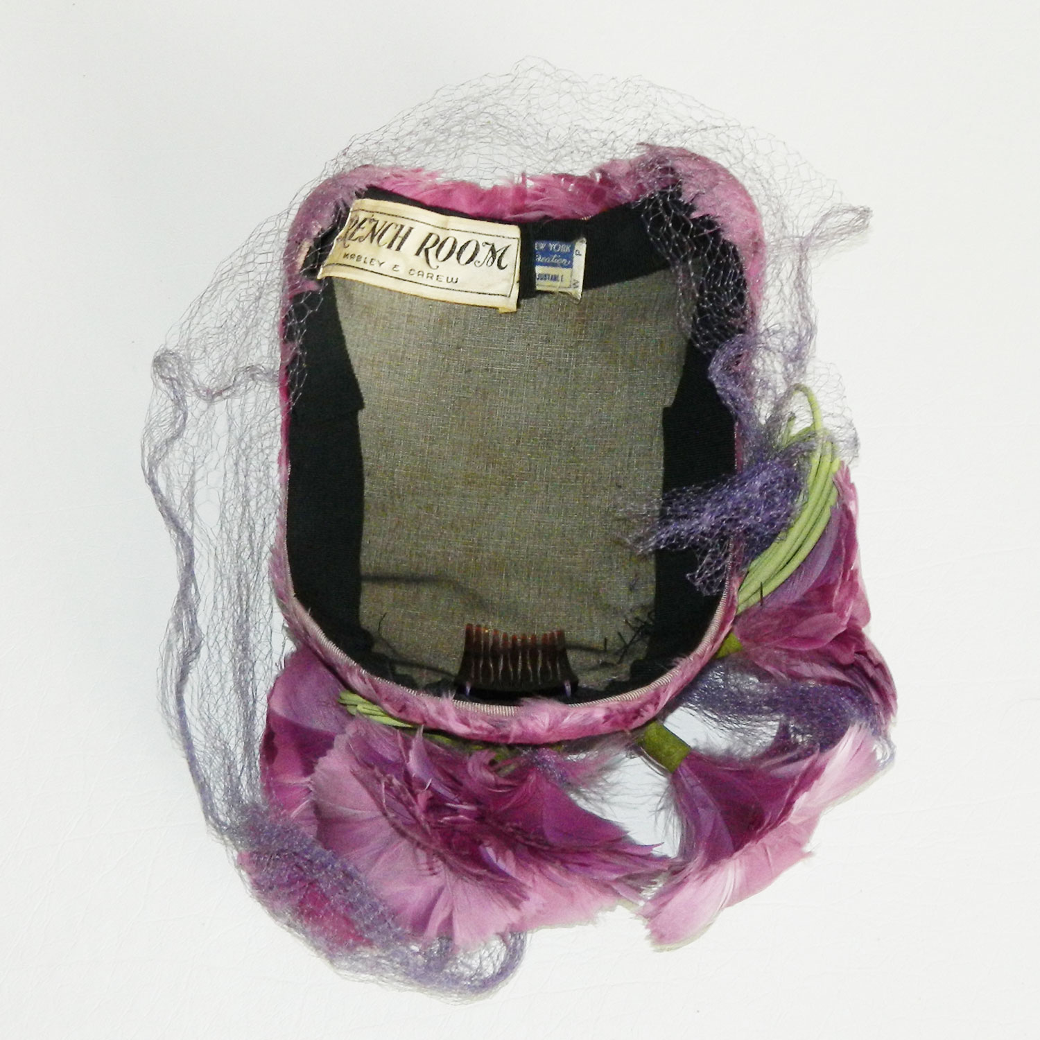 purple feather hat